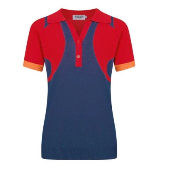 Oxknit Vintage Red Style V-Neck Knitted Polo Shirt NWT 100% Cotton Small - Picture 1 of 7